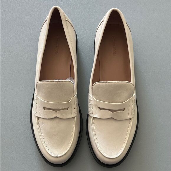New Nordstrom Lafayette Penny Loafer Off White Size 10M - Picture 1 of 8